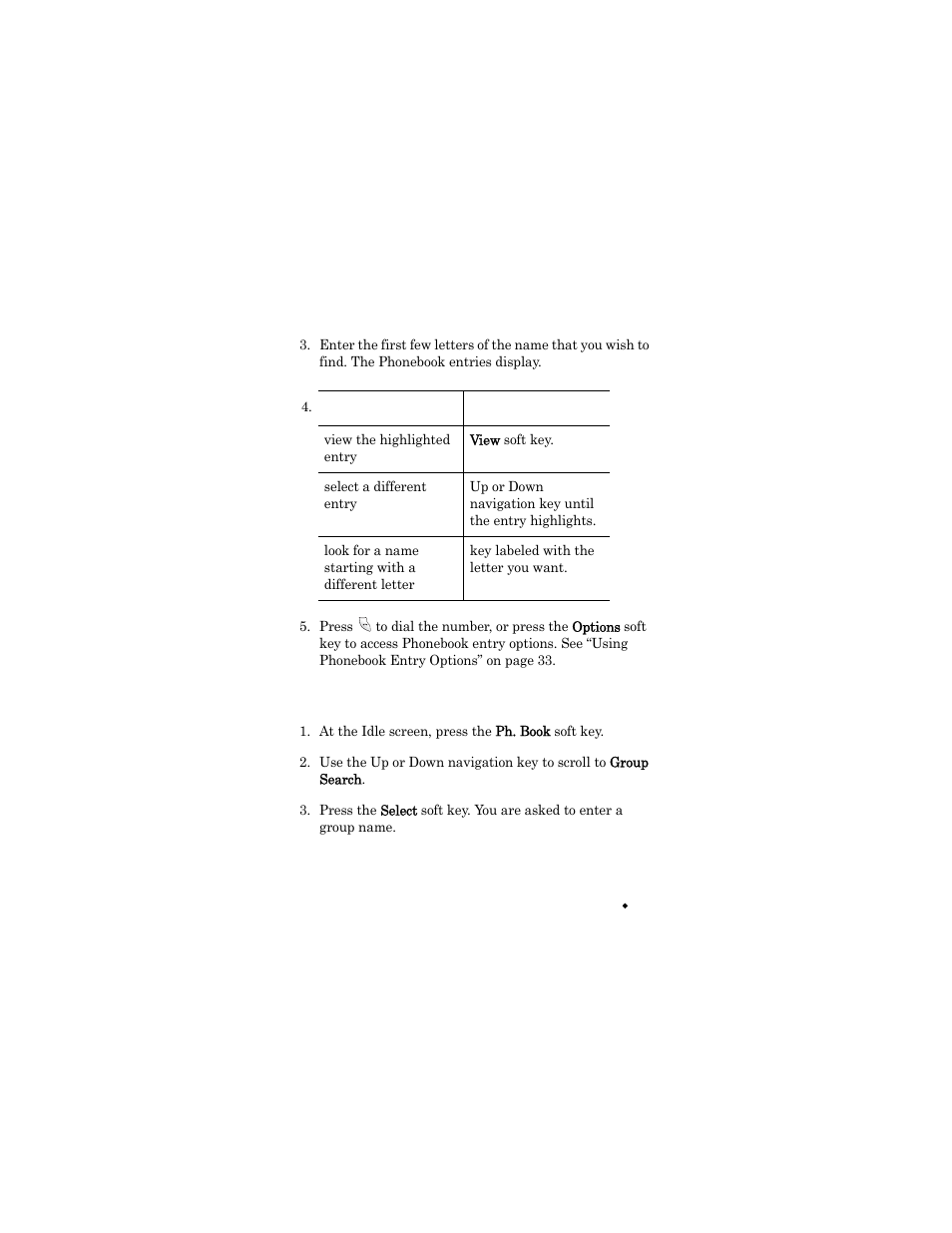 At the idle screen, press the ph. book soft key | Samsung SGH-X426ZSAAWS User Manual | Page 39 / 172