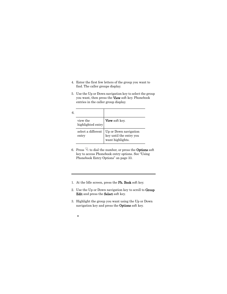 Editing a caller group, At the idle screen, press the ph. book soft key | Samsung SGH-X426ZSAAWS User Manual | Page 40 / 172