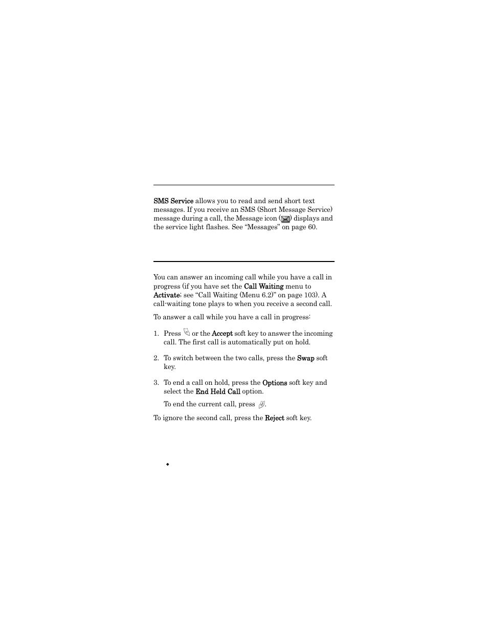 Using the message service, Call waiting | Samsung SGH-X426ZSAAWS User Manual | Page 54 / 172