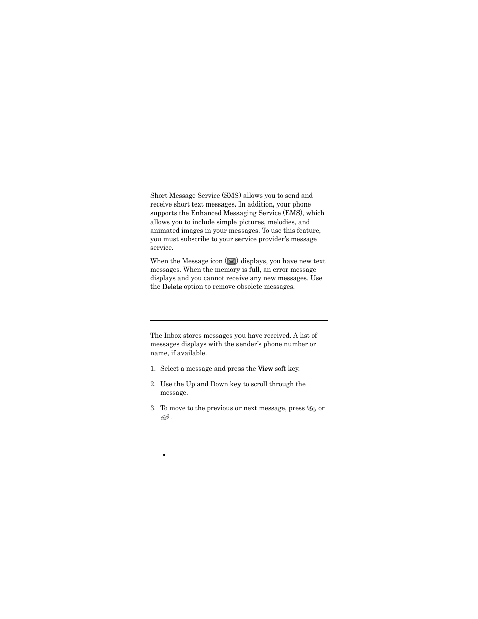 Messages, Inbox (menu 1.1), Select a message and press the view soft key | To move to the previous or next message, press or, Inbox (menu, Inbox | Samsung SGH-X426ZSAAWS User Manual | Page 64 / 172