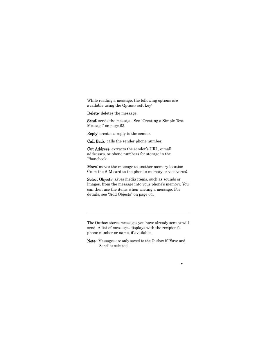 Outbox (menu 1.2), Outbox (menu, Outbox | Samsung SGH-X426ZSAAWS User Manual | Page 65 / 172
