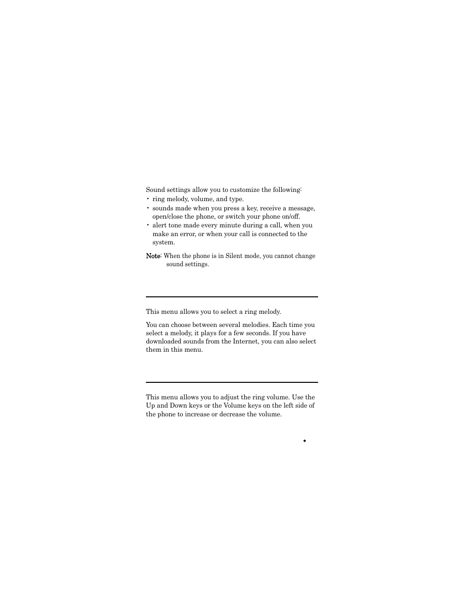 Sound settings, Ring tone (menu 3.1), Ring volume (menu 3.2) | Ring tone (men, Ring volume (men, Ring tone, Ring volume | Samsung SGH-X426ZSAAWS User Manual | Page 79 / 172