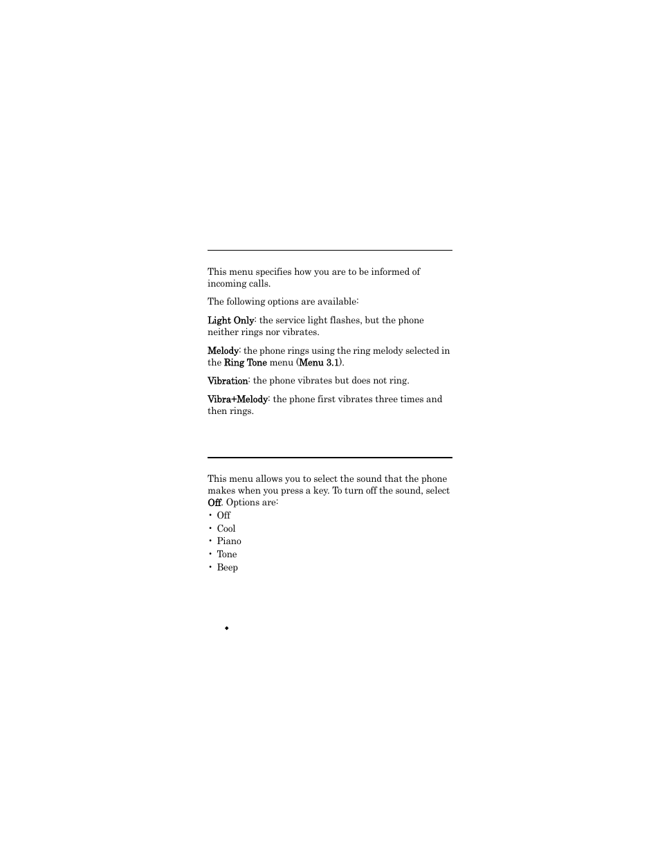 Alert type (menu 3.3), Keypad tone (menu 3.4), Alert type (menu 3 | Keypad tone (menu, Alert type, Keypad tone | Samsung SGH-X426ZSAAWS User Manual | Page 80 / 172