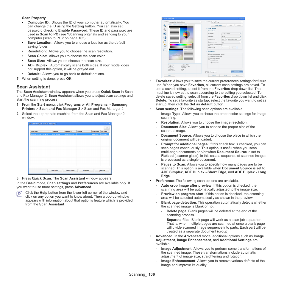 Scan assistant | Samsung SCX-8240NA-CAS User Manual | Page 106 / 265