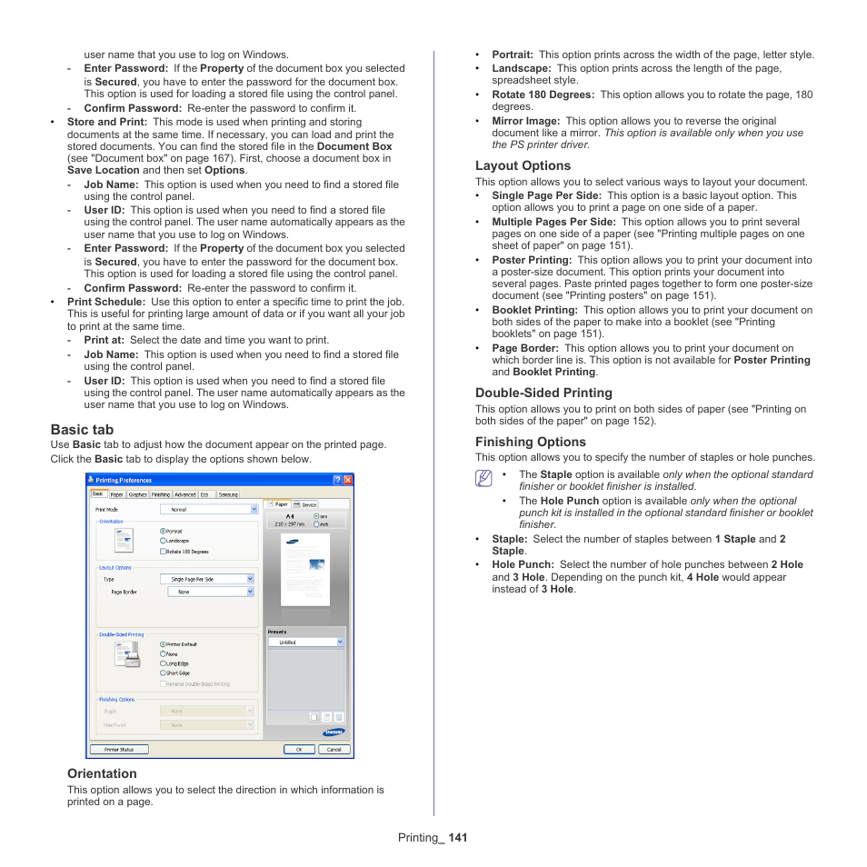 Basic tab | Samsung SCX-8240NA-CAS User Manual | Page 141 / 265