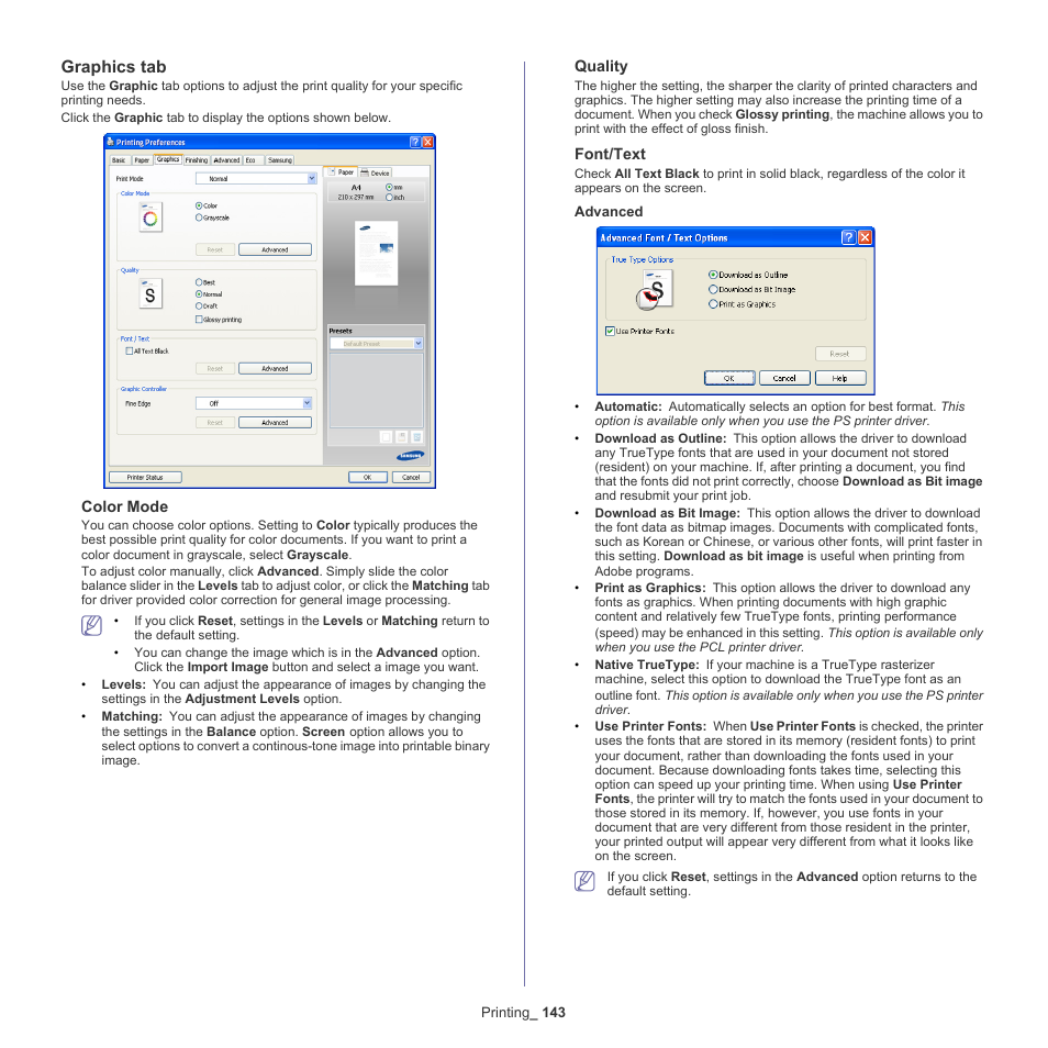 Graphics tab | Samsung SCX-8240NA-CAS User Manual | Page 143 / 265