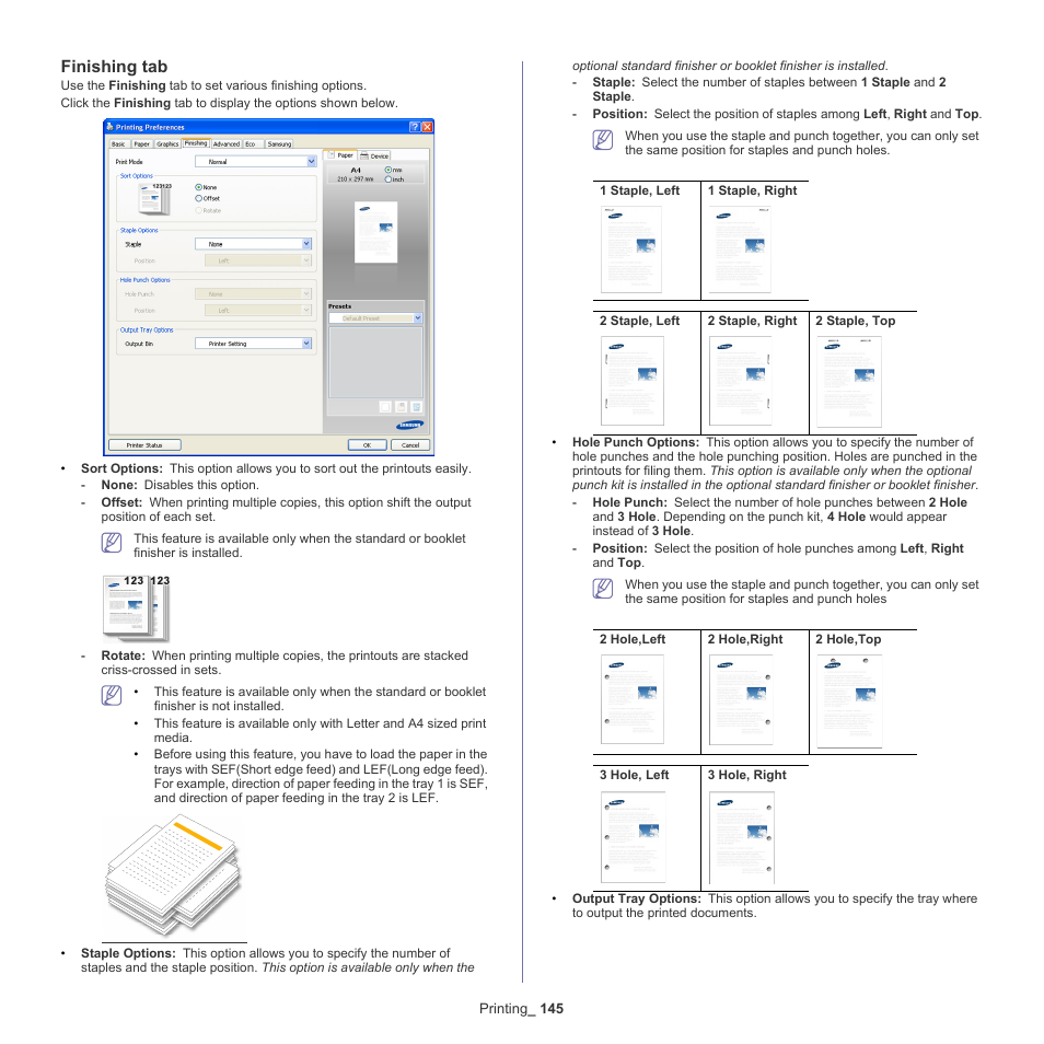 Finishing tab | Samsung SCX-8240NA-CAS User Manual | Page 145 / 265