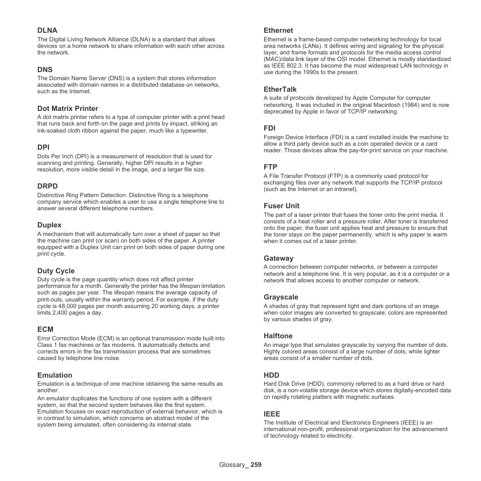 Samsung SCX-8240NA-CAS User Manual | Page 259 / 265