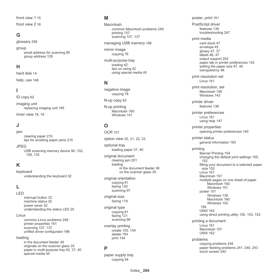 Samsung SCX-8240NA-CAS User Manual | Page 264 / 265