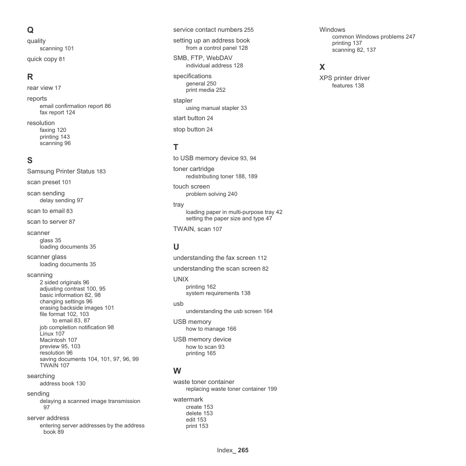 Samsung SCX-8240NA-CAS User Manual | Page 265 / 265
