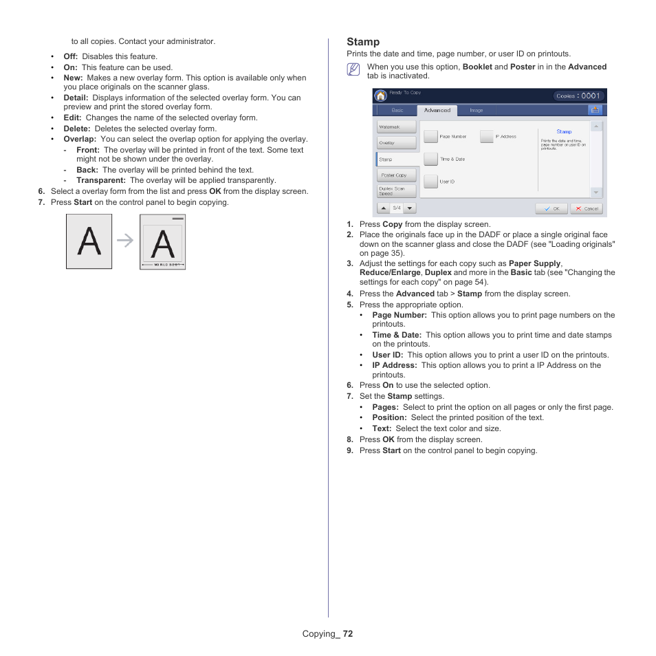 Stamp, Stamp" on | Samsung SCX-8240NA-CAS User Manual | Page 72 / 265