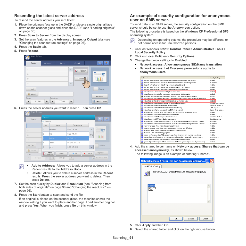 Resending the latest server address | Samsung SCX-8240NA-CAS User Manual | Page 91 / 265