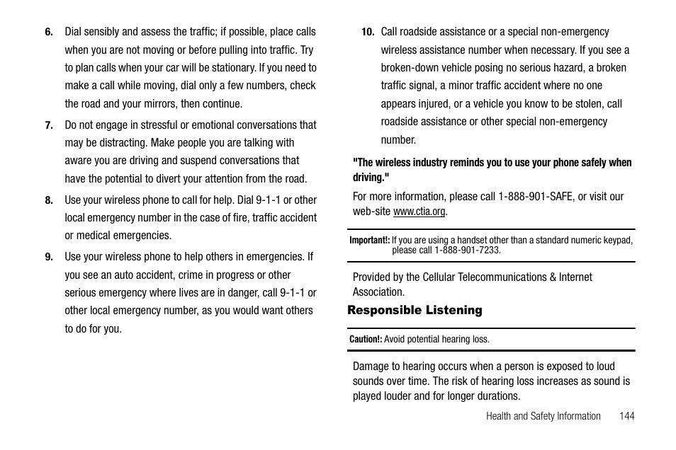 Responsible listening | Samsung SCH-R520LBAXAR User Manual | Page 147 / 169