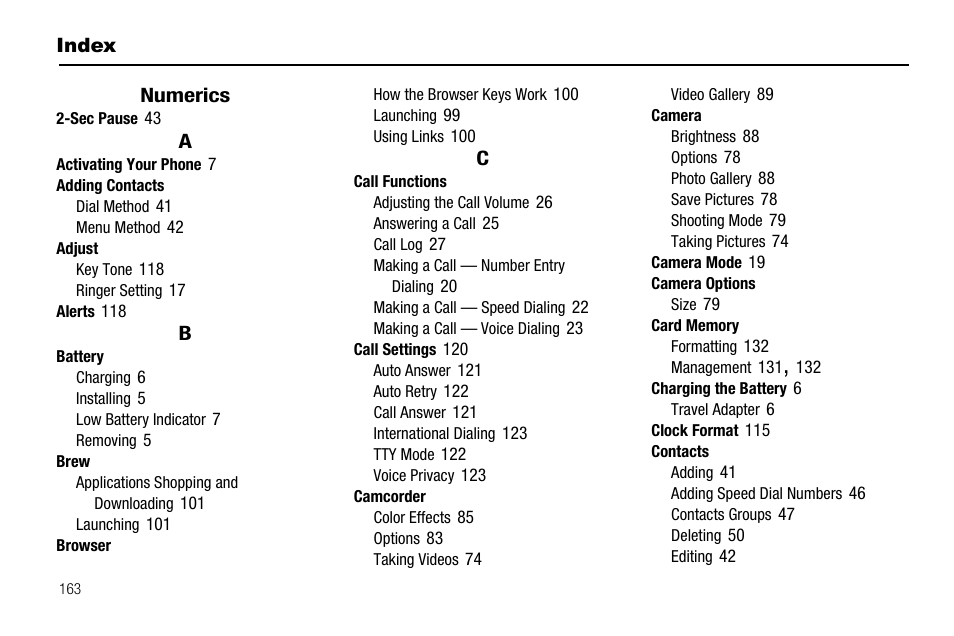 Index, Numerics | Samsung SCH-R520LBAXAR User Manual | Page 166 / 169