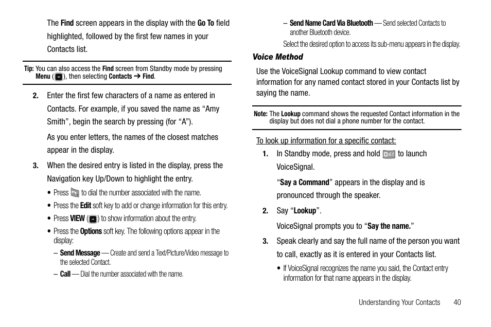 Voice method | Samsung SCH-R520LBAXAR User Manual | Page 43 / 169