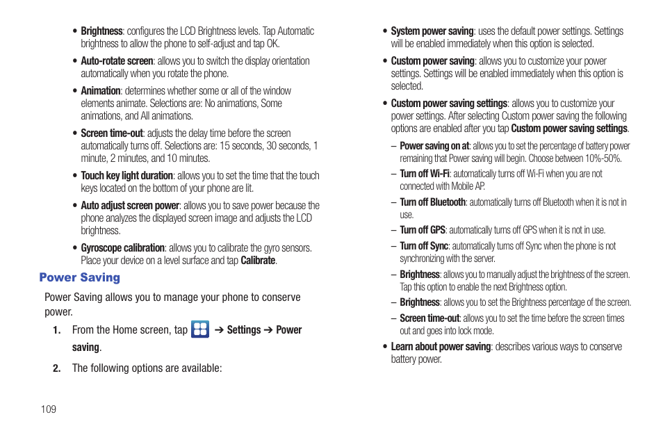 Power saving | Samsung SEG-I717RWAATT User Manual | Page 114 / 223