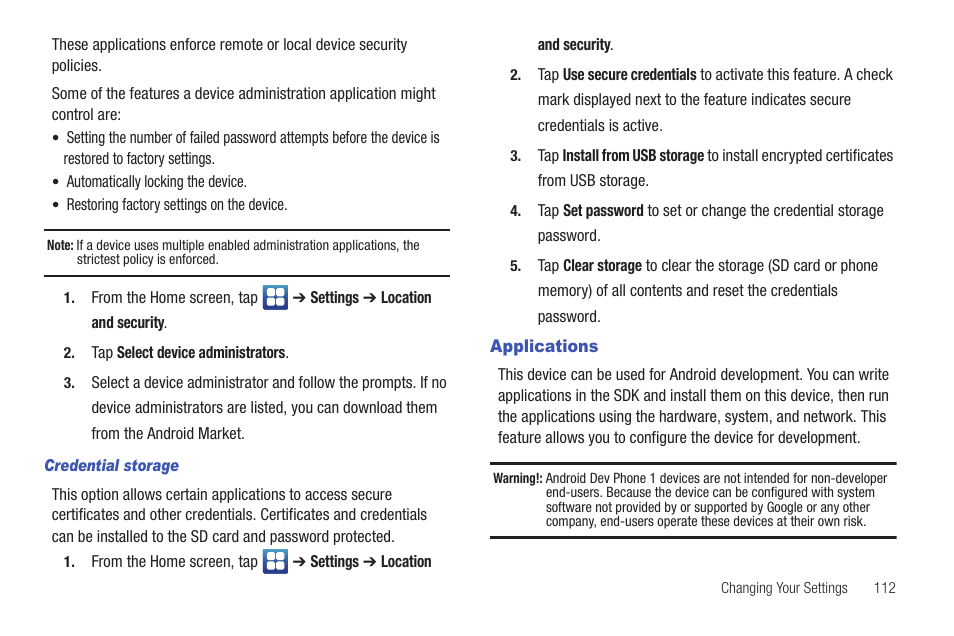 Applications | Samsung SEG-I717RWAATT User Manual | Page 117 / 223