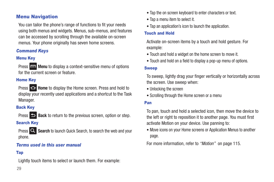 Menu navigation | Samsung SEG-I717RWAATT User Manual | Page 34 / 223