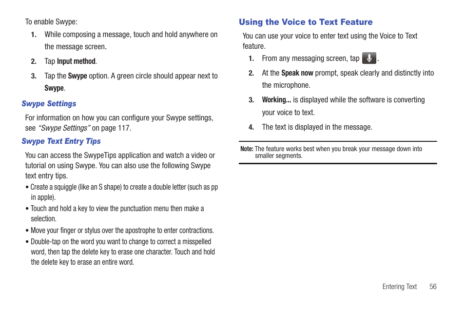 Using the voice to text feature | Samsung SEG-I717RWAATT User Manual | Page 61 / 223