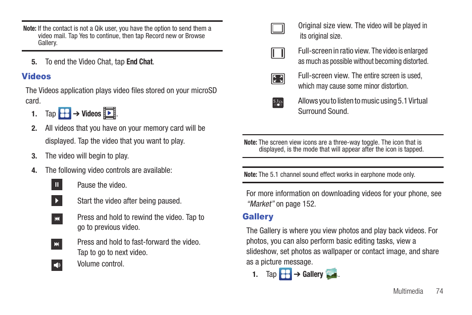 Videos, Gallery, Videos gallery | Samsung SEG-I717RWAATT User Manual | Page 79 / 223