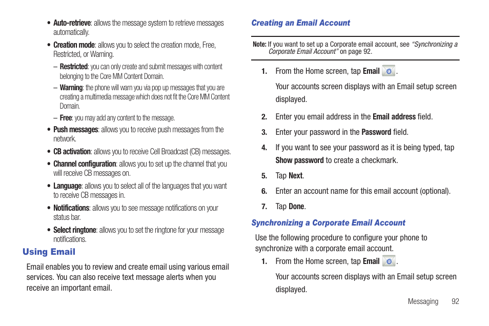 Using email, Device. for more | Samsung SEG-I717RWAATT User Manual | Page 97 / 223