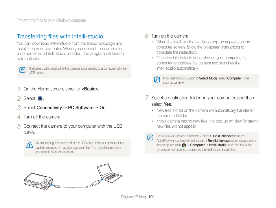Transferring files with intelli-studio, Transferring ﬁles with intelli-studio, Transferring ﬁles with intelli-studio ……… 101 | Samsung EC-DV300FBPUUS User Manual | Page 102 / 168