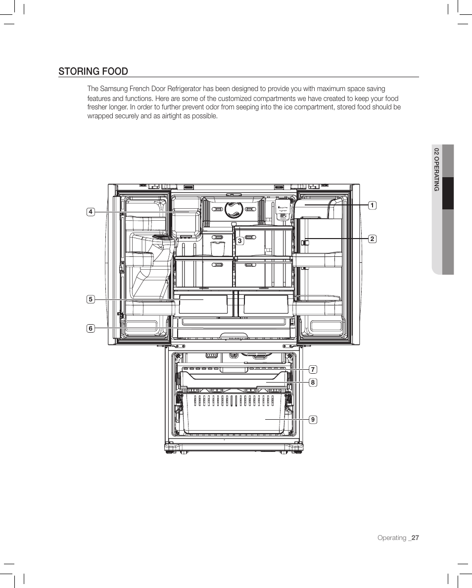 Storing food | Samsung RF267AASH-XAA User Manual | Page 27 / 40