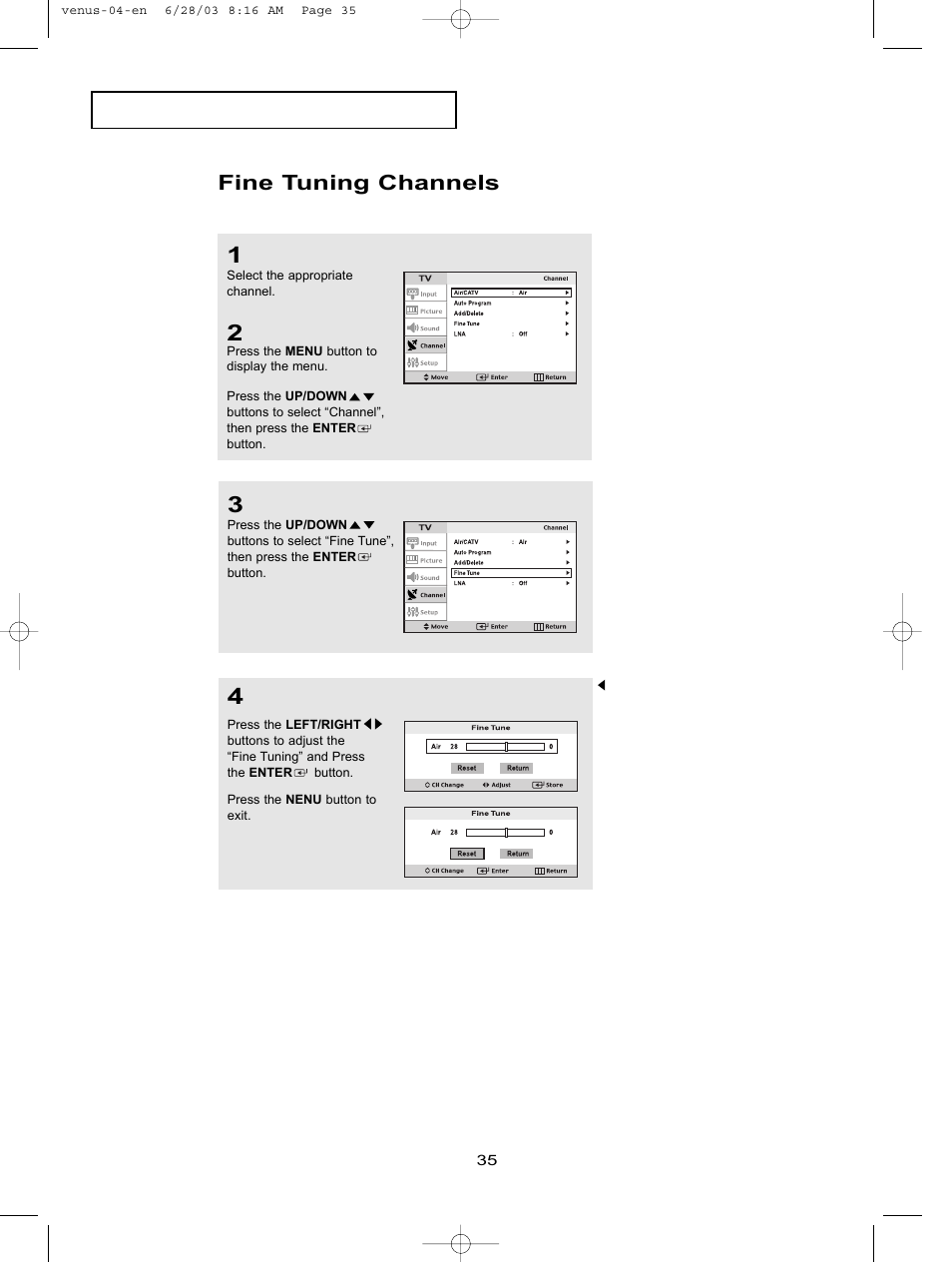 Fine tuning channels | Samsung LTN406WX-XAC User Manual | Page 45 / 84