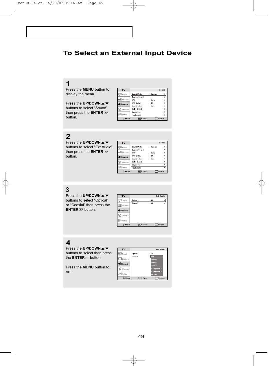 To select an external input device | Samsung LTN406WX-XAC User Manual | Page 59 / 84