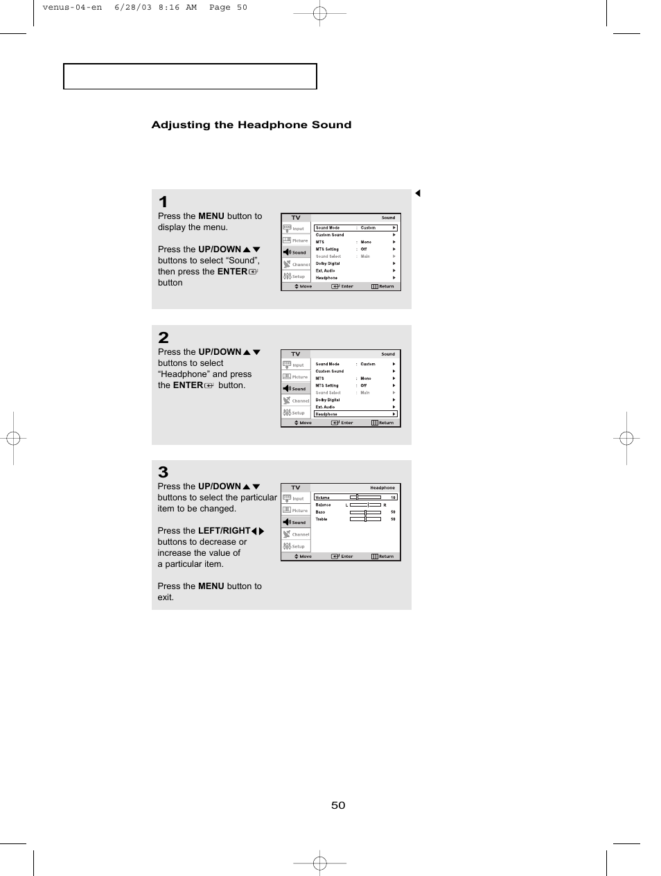 Adjusting the headphone sound | Samsung LTN406WX-XAC User Manual | Page 60 / 84