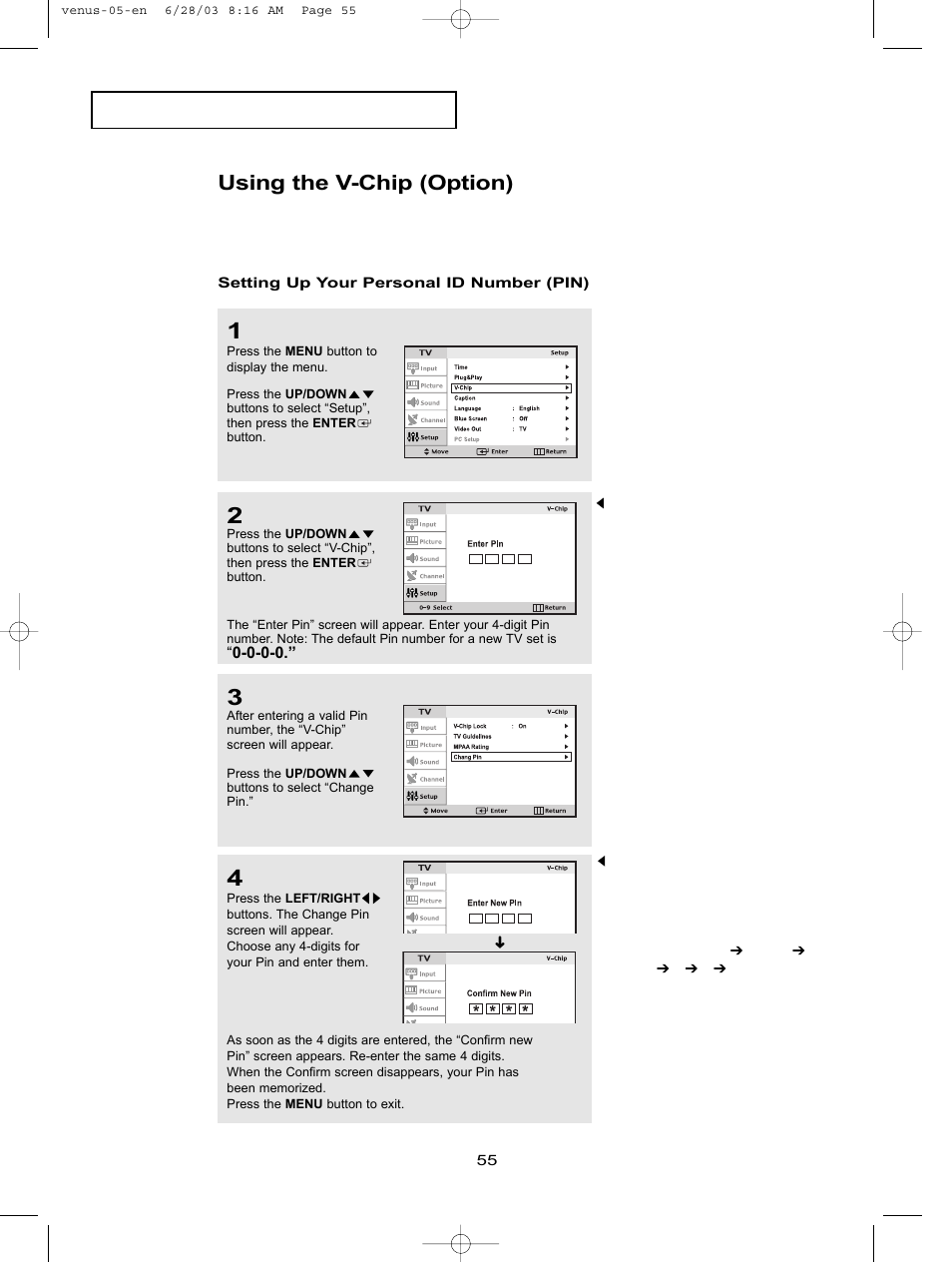 Using the v-chip (option) | Samsung LTN406WX-XAC User Manual | Page 65 / 84