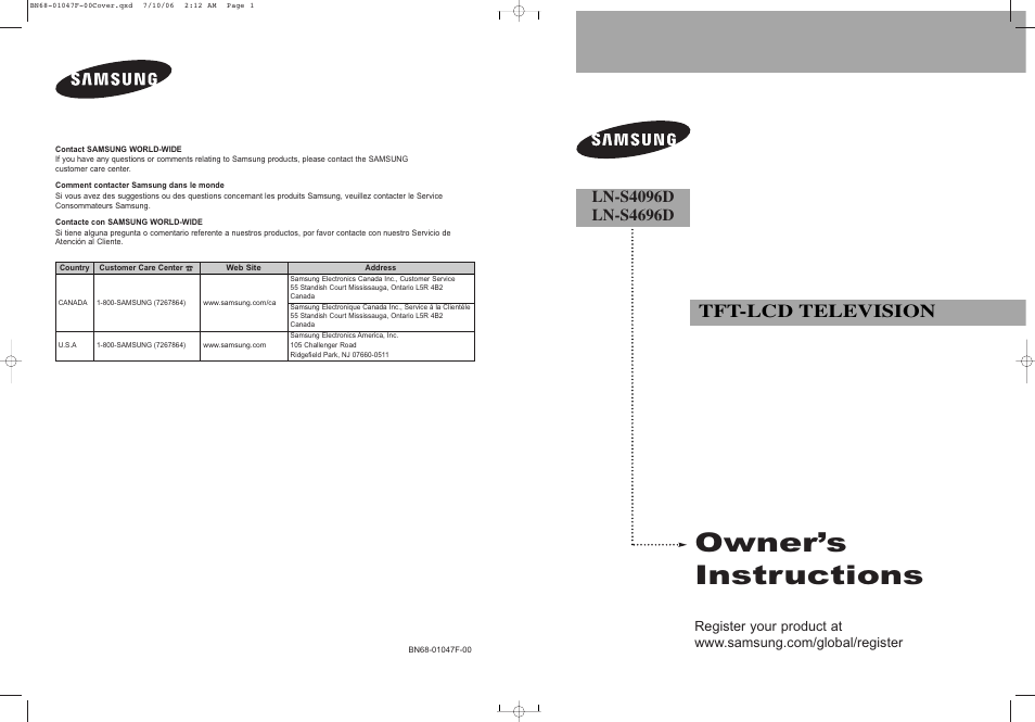 Samsung LNS4696DX-XAA User Manual | 380 pages