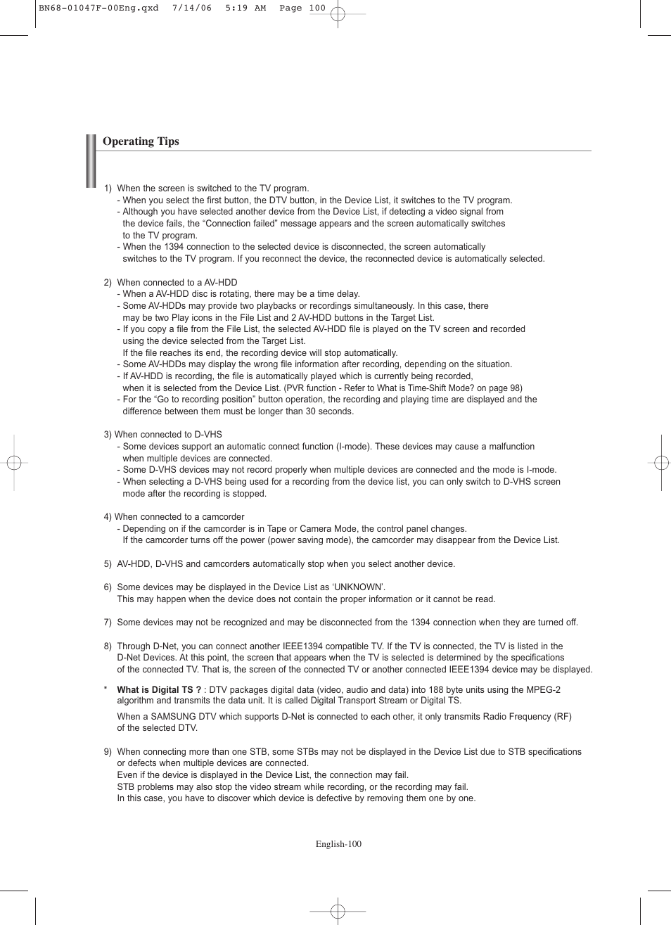 Operating tips | Samsung LNS4696DX-XAA User Manual | Page 102 / 380