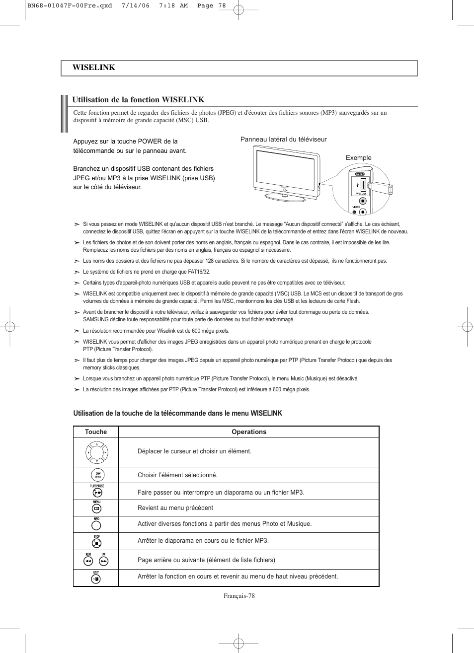 Utilisation de la fonction wiselink wiselink | Samsung LNS4696DX-XAA User Manual | Page 206 / 380