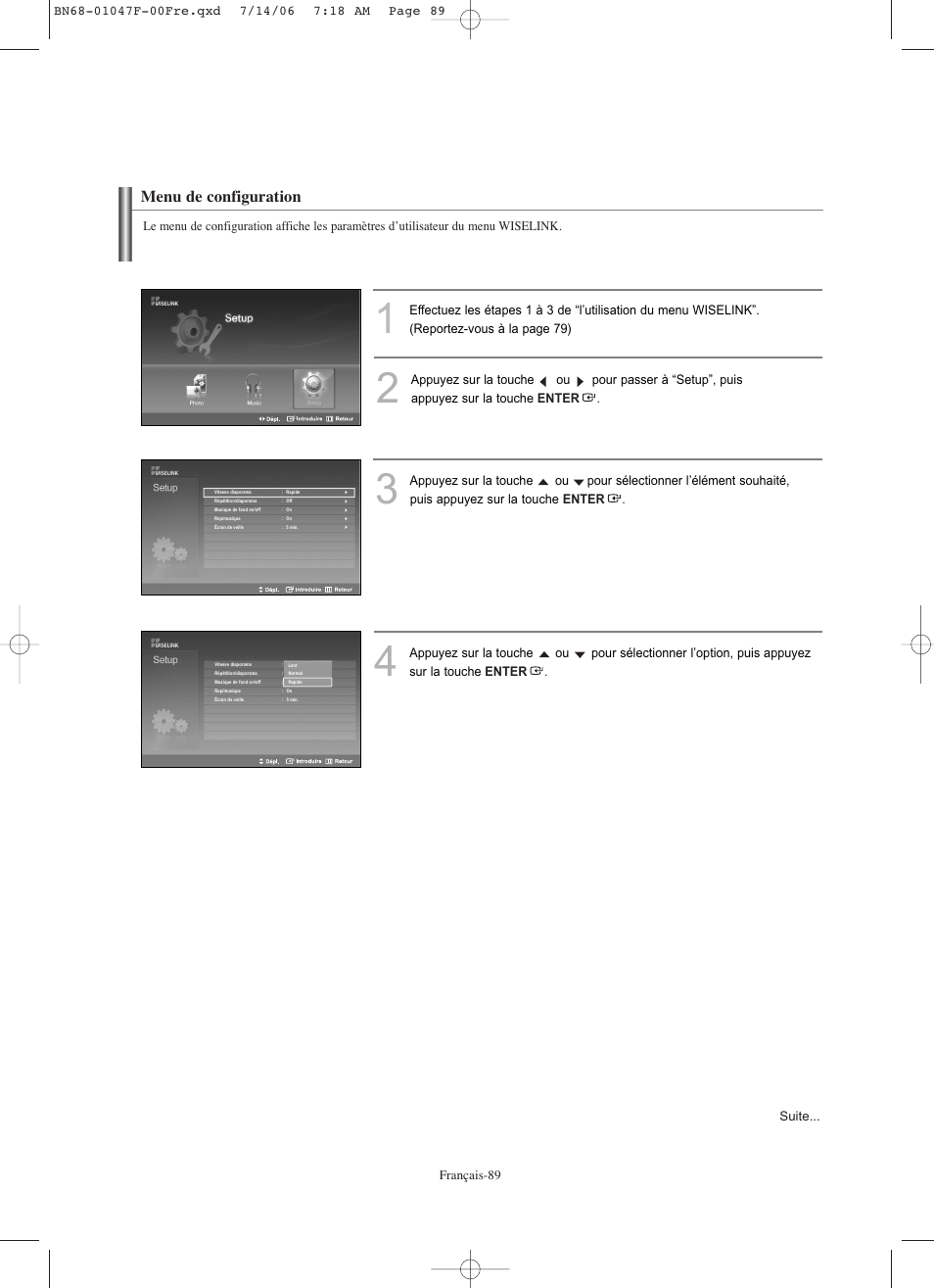 Menu de configuration | Samsung LNS4696DX-XAA User Manual | Page 217 / 380