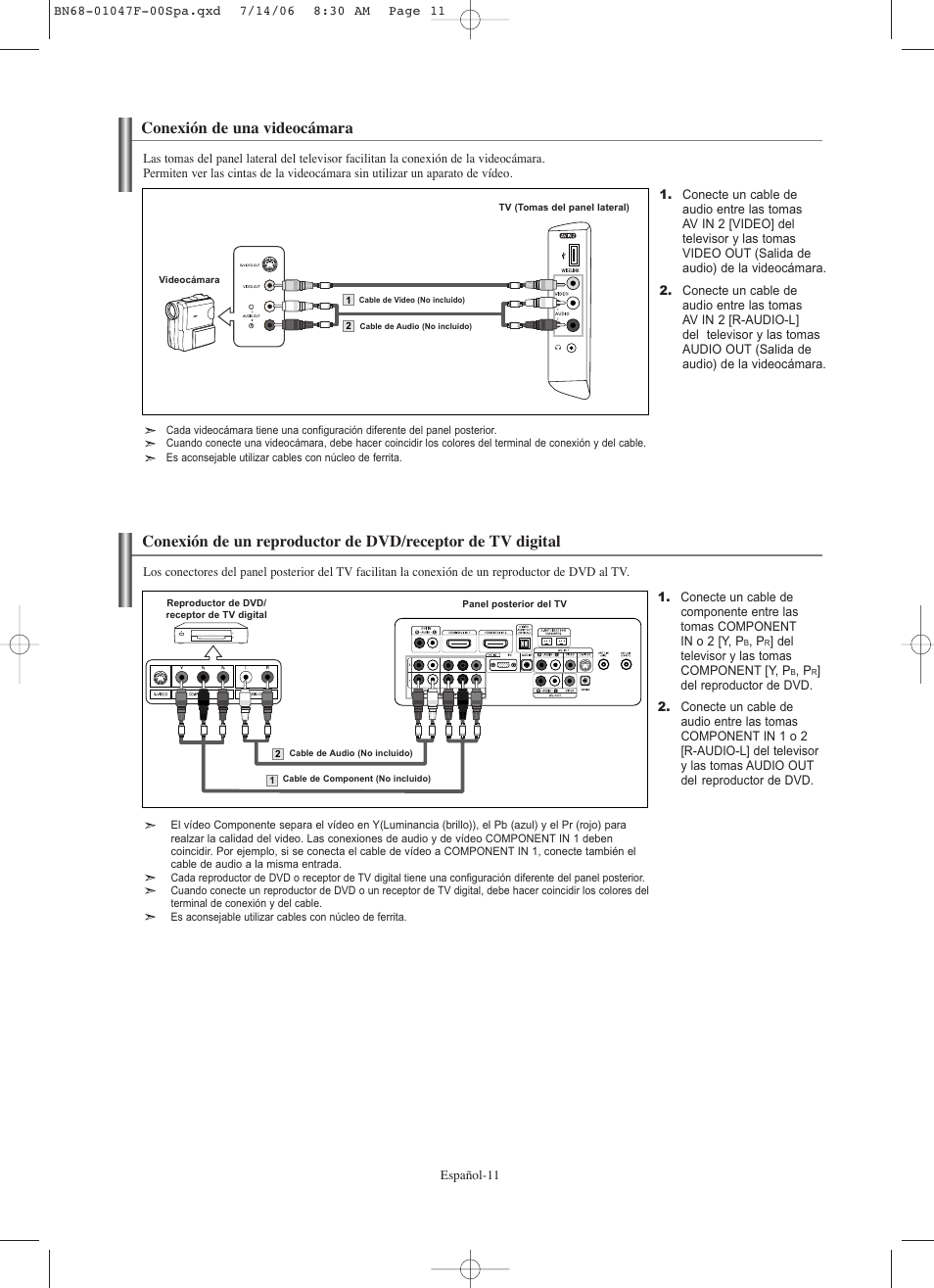 Conexión de una videocámara | Samsung LNS4696DX-XAA User Manual | Page 265 / 380