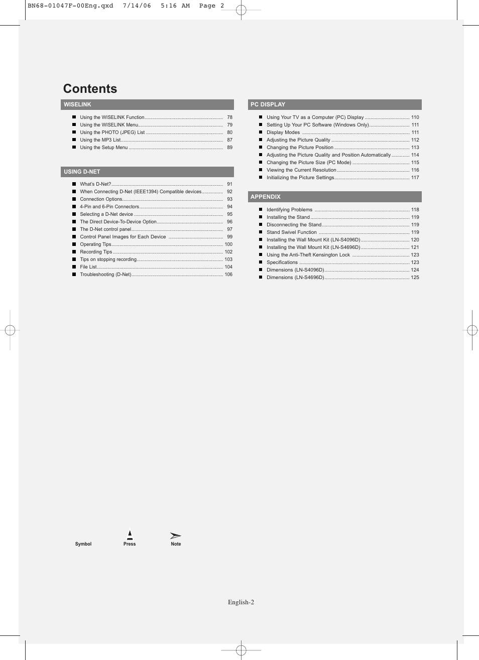 Samsung LNS4696DX-XAA User Manual | Page 4 / 380