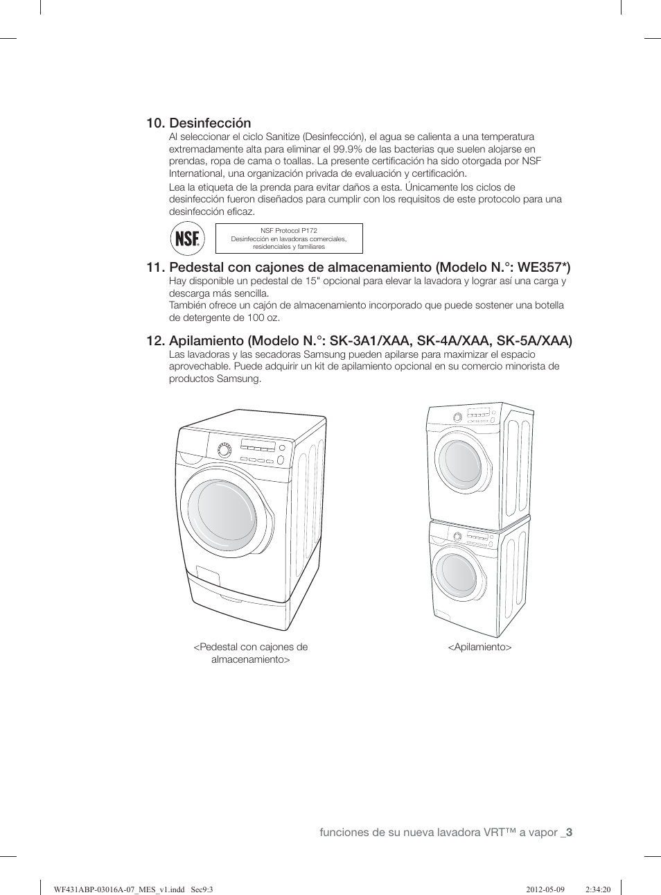 Desinfección | Samsung WF431ABW-XAA User Manual | Page 43 / 120