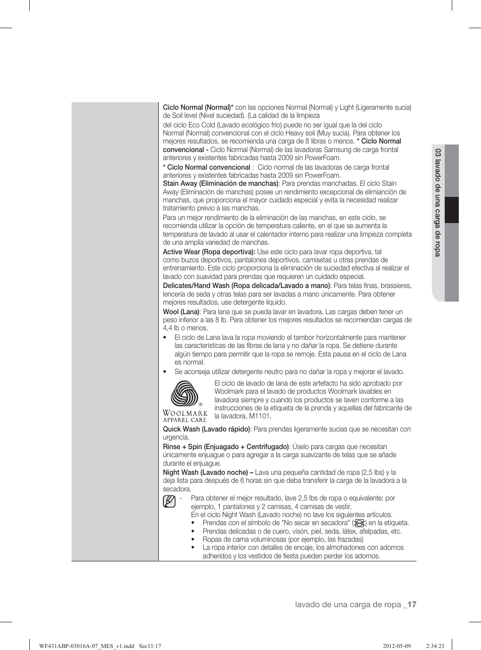 Samsung WF431ABW-XAA User Manual | Page 57 / 120