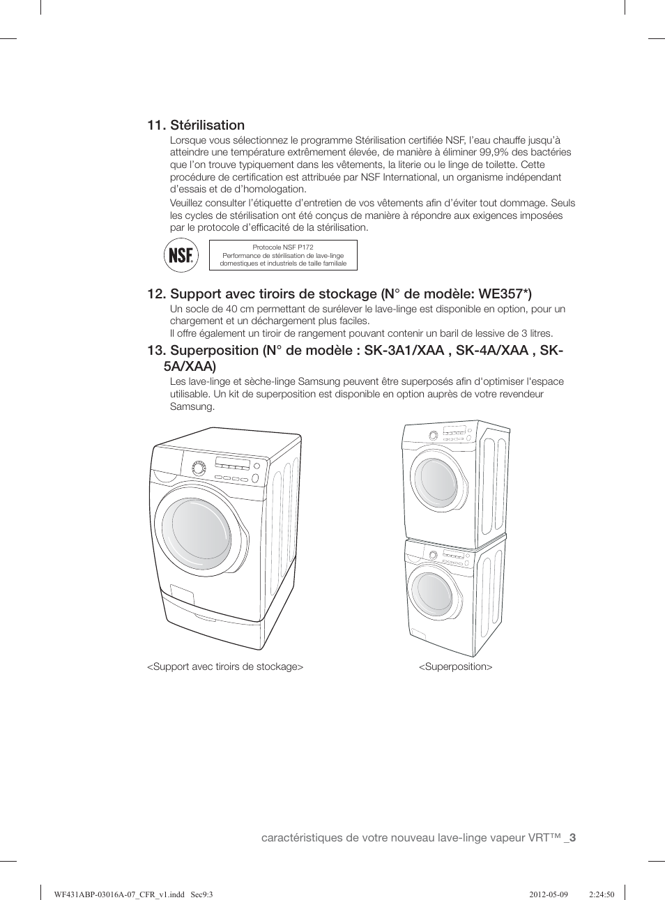 Stérilisation | Samsung WF431ABW-XAA User Manual | Page 83 / 120