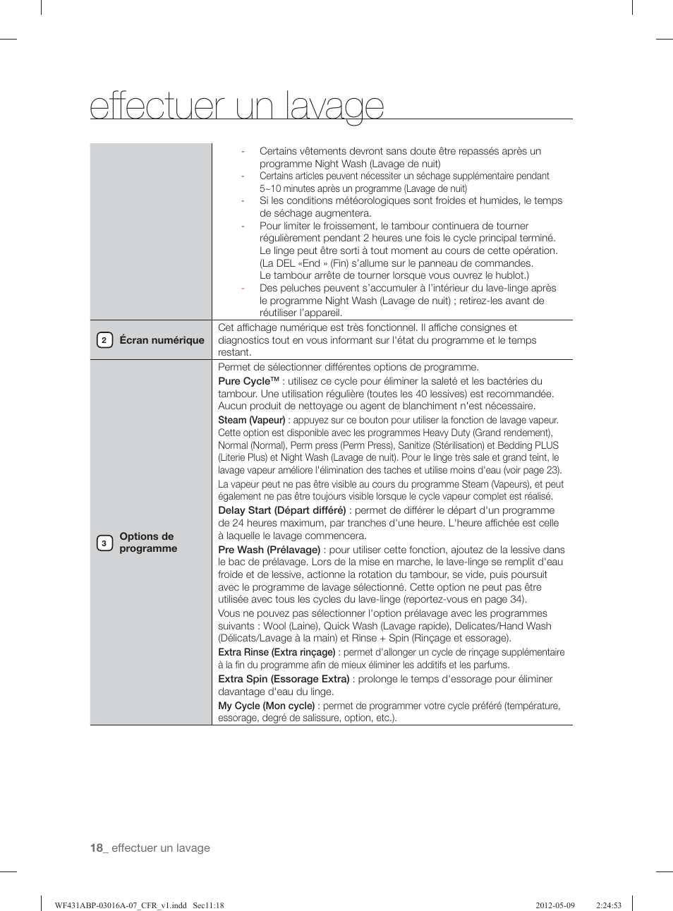 Effectuer un lavage | Samsung WF431ABW-XAA User Manual | Page 98 / 120