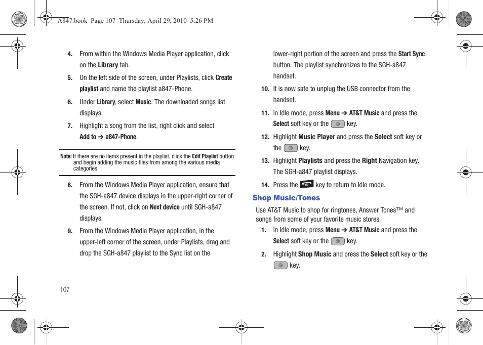 Shop music/tones | Samsung SGH-A847ZAAATT User Manual | Page 112 / 187
