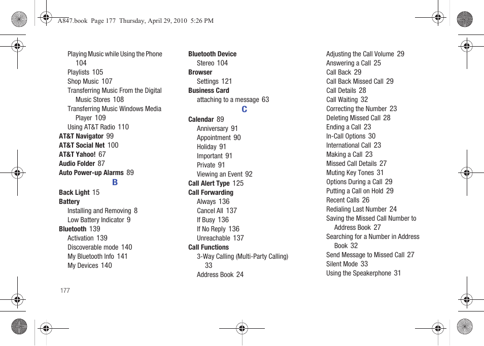 Samsung SGH-A847ZAAATT User Manual | Page 182 / 187
