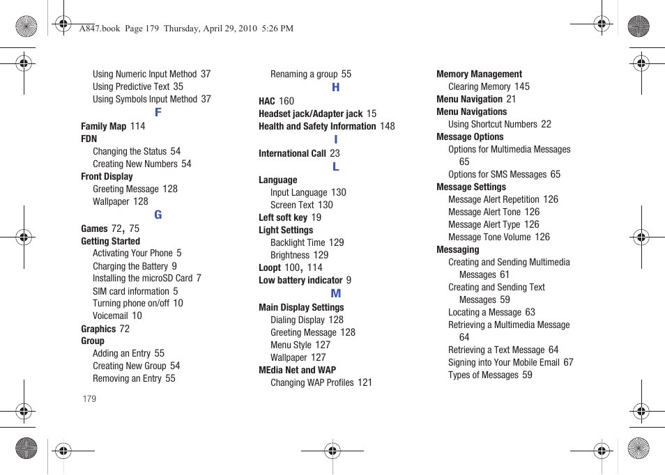 Samsung SGH-A847ZAAATT User Manual | Page 184 / 187