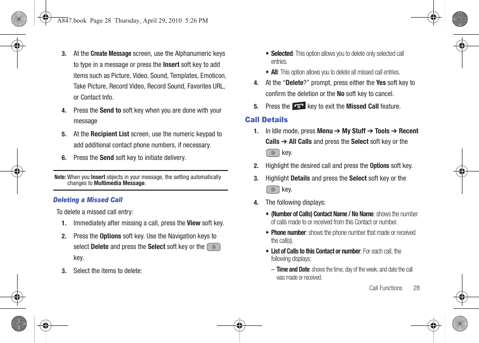Call details | Samsung SGH-A847ZAAATT User Manual | Page 33 / 187