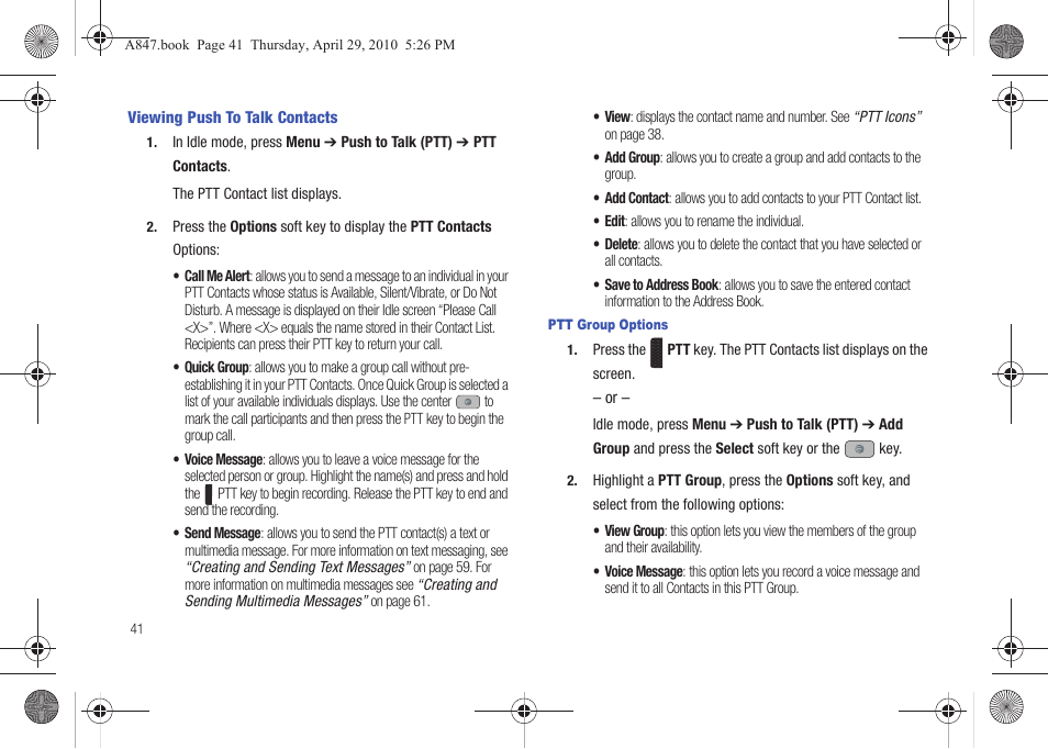 Samsung SGH-A847ZAAATT User Manual | Page 46 / 187