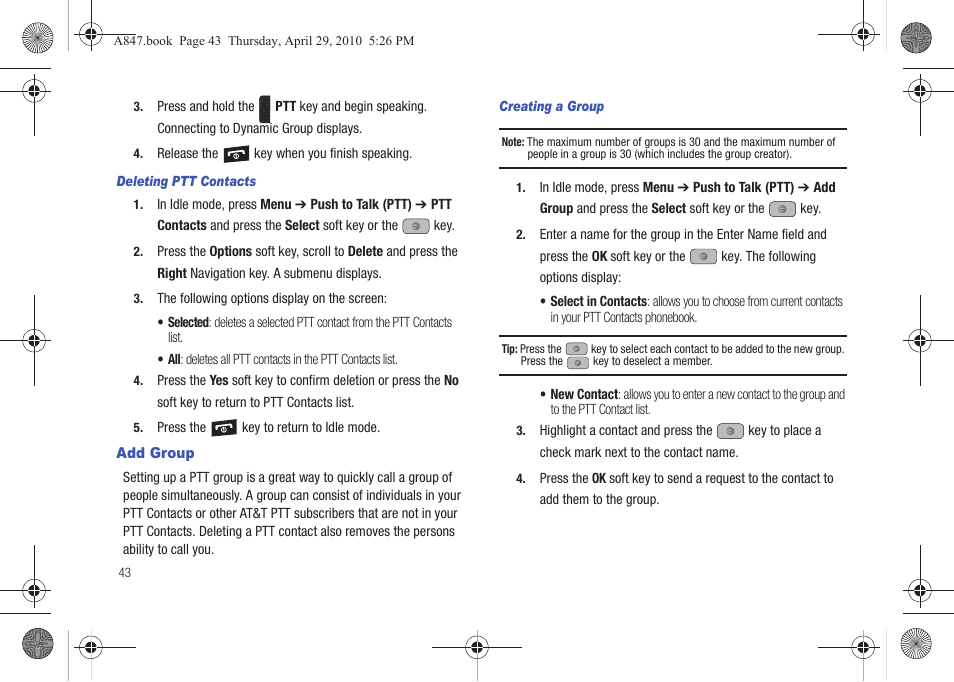 Add group | Samsung SGH-A847ZAAATT User Manual | Page 48 / 187