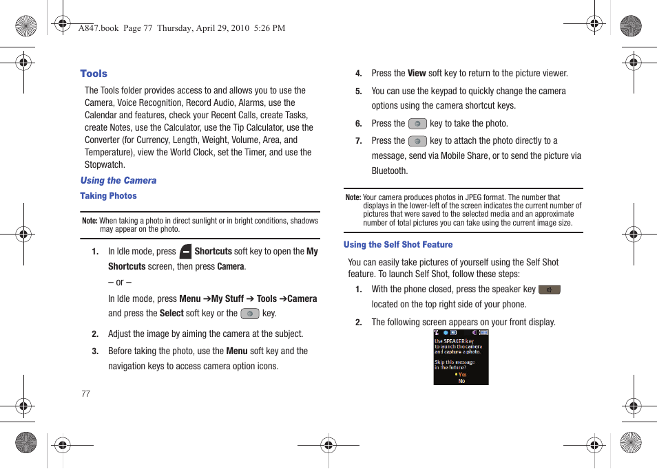 Tools | Samsung SGH-A847ZAAATT User Manual | Page 82 / 187