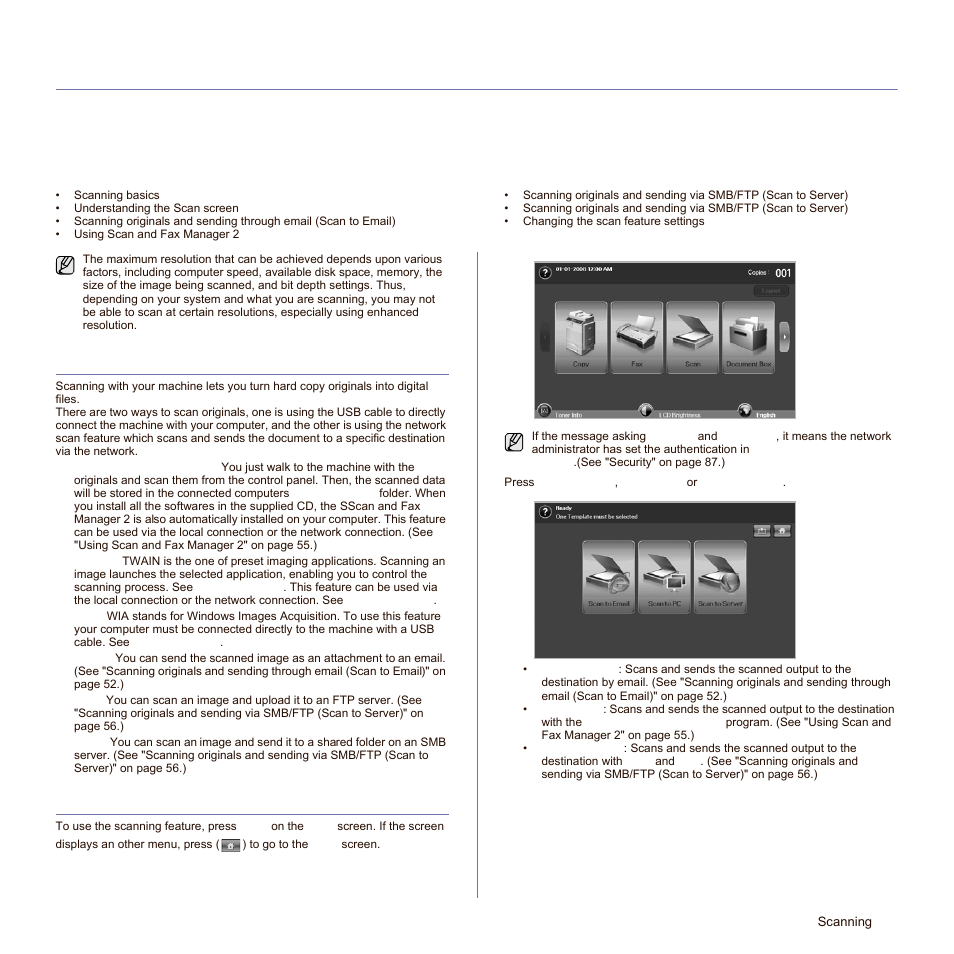 Scanning, Scanning basics, Understanding the scan screen | Understanding the sca | Samsung SCX-6545N-XPE User Manual | Page 103 / 190