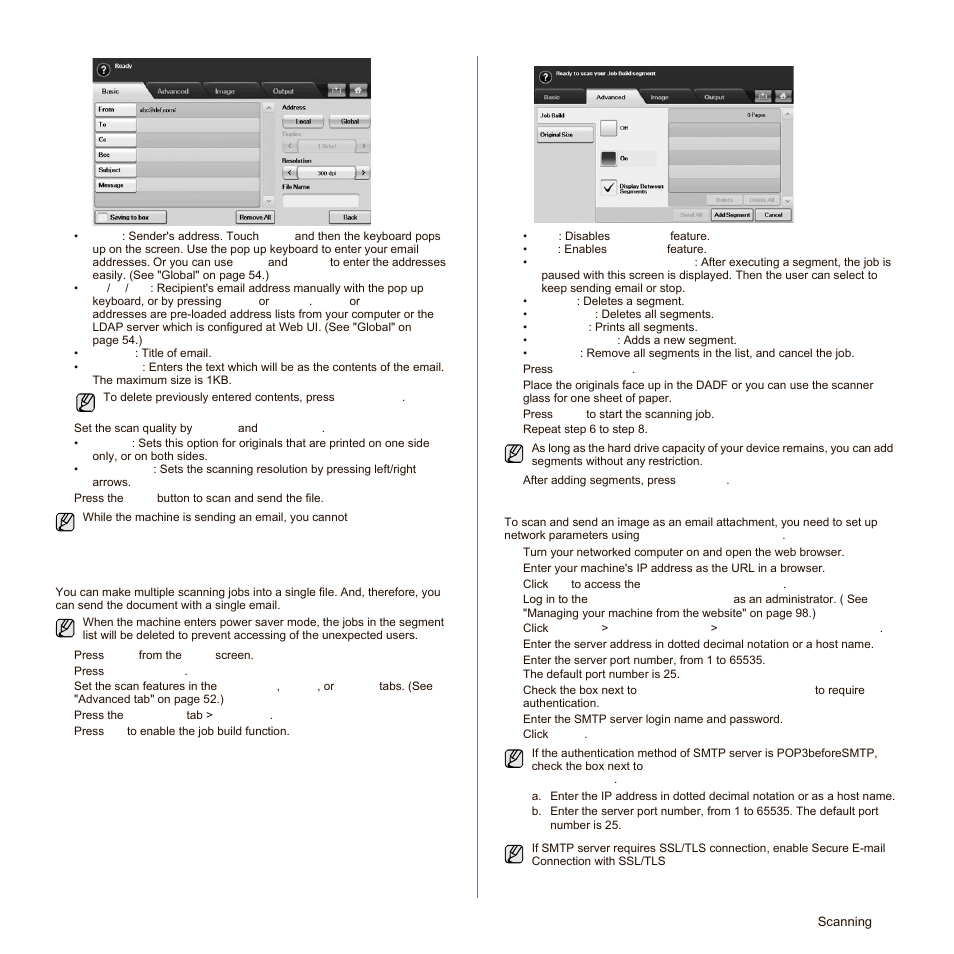 Setting up an email account, See "scanning | Samsung SCX-6545N-XPE User Manual | Page 106 / 190